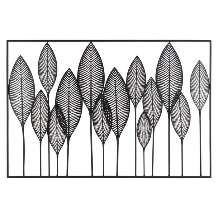 Metal Veined Leaves WallDecor in Landscape Orientation, Black