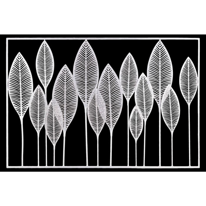 Metal Veined Leaves WallDecor in Landscape Orientation, White