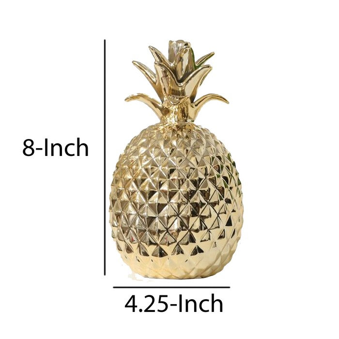Porcelain Pineapple Figurine, Small, Gold