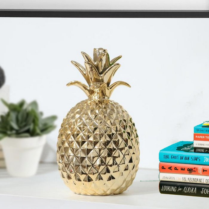 Porcelain Pineapple Figurine, Small, Gold