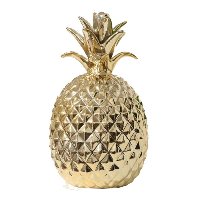 Porcelain Pineapple Figurine, Small, Gold