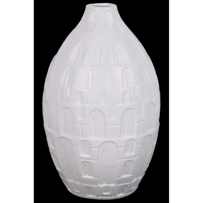 Bellied Vase With Tapered Bottom In Ceramic, Large, White