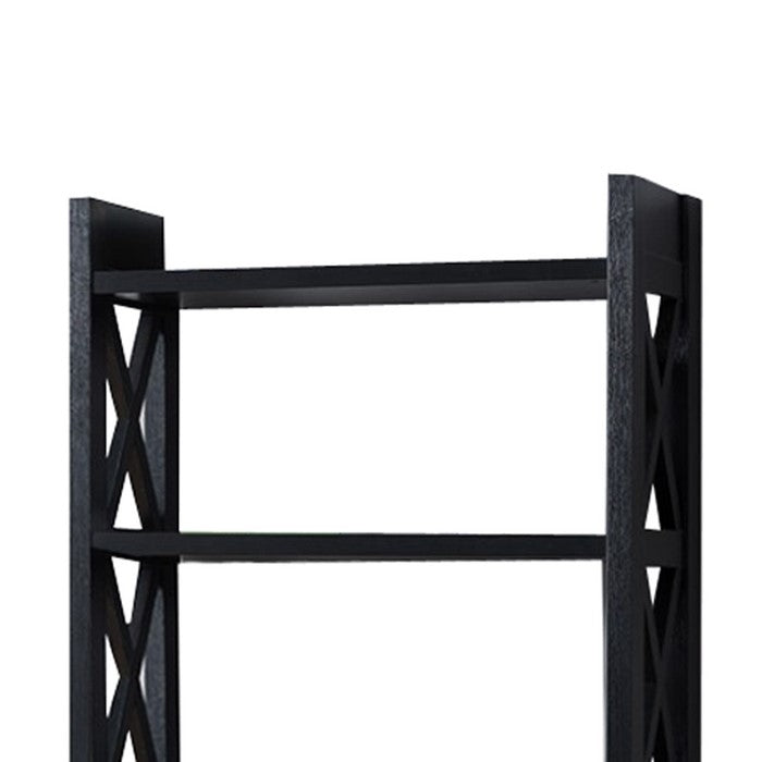 X frame Paneled Wooden File Cabinet, Black