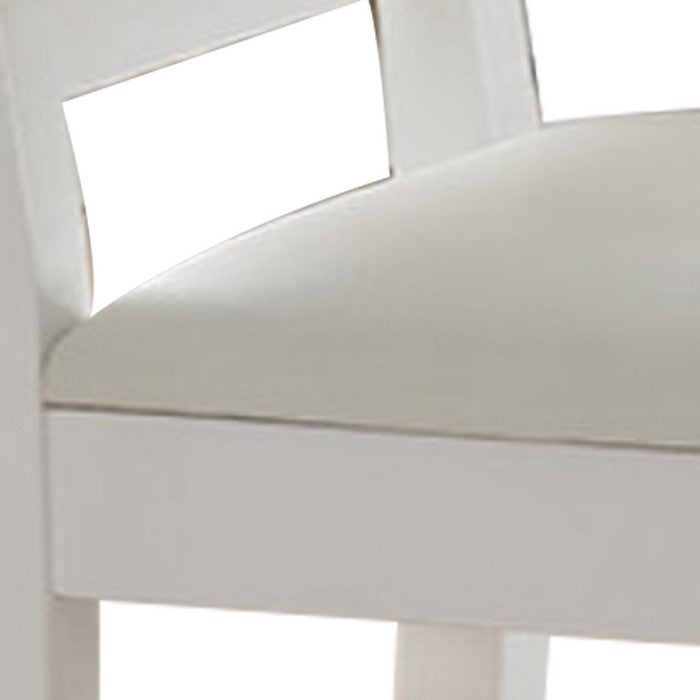 Wooden Dining Chair With Slatted Back, Set of Two, White