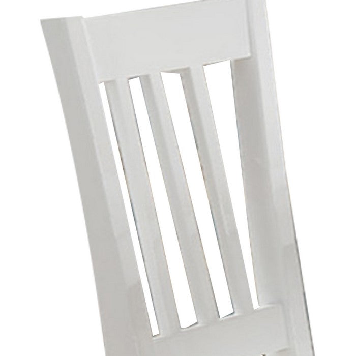 Wooden Dining Chair With Slatted Back, Set of Two, White