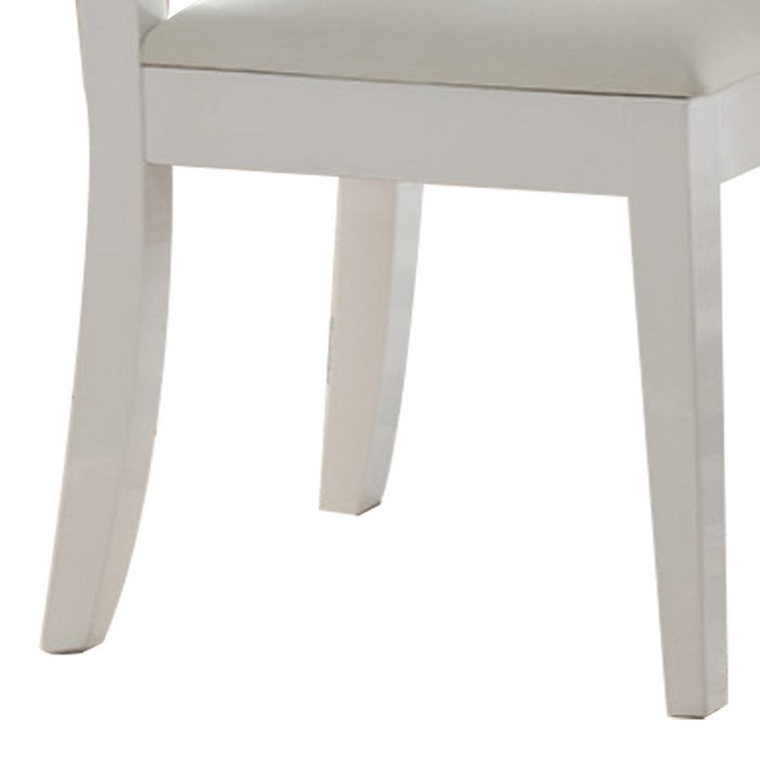 Wooden Dining Chair With Slatted Back, Set of Two, White