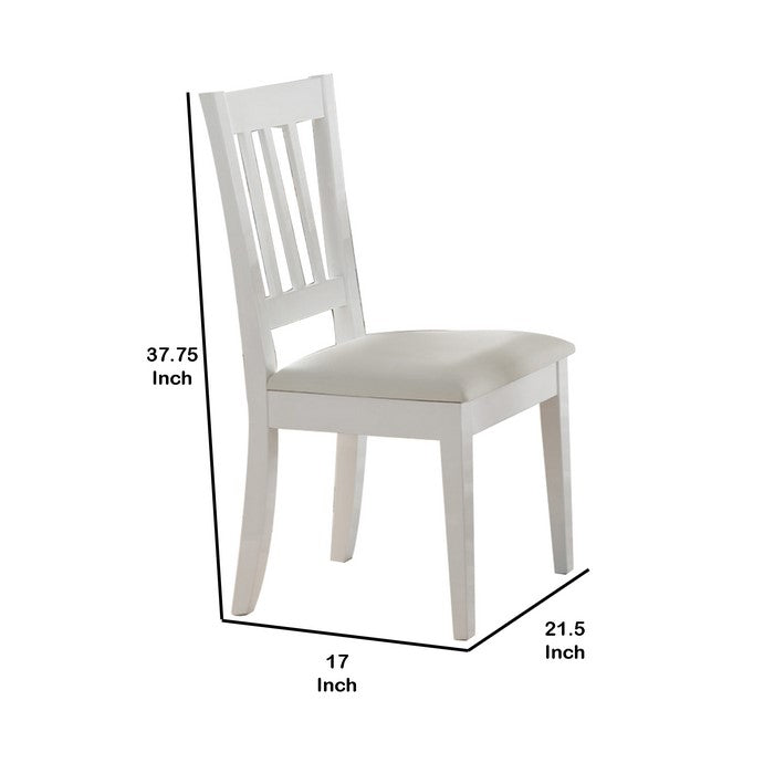 Wooden Dining Chair With Slatted Back, Set of Two, White