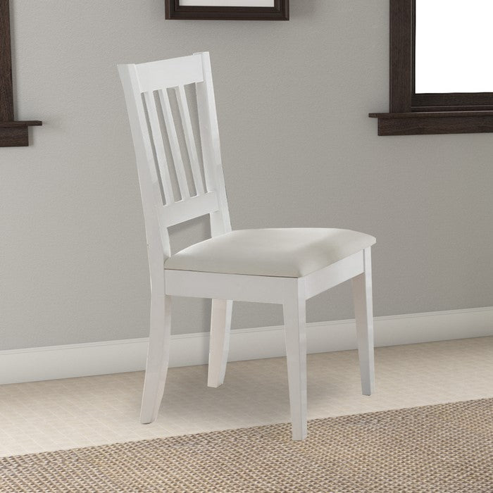 Wooden Dining Chair With Slatted Back, Set of Two, White