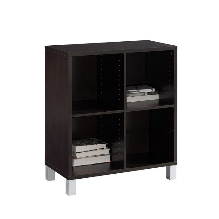 36 Inch Wooden Storage Cabinet With 4 Open Compartments, Brown