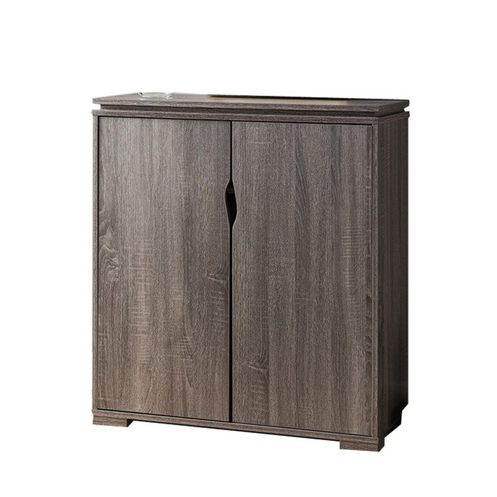 Wooden Shoe Cabinet With Spacious Storage, Distressed Gray