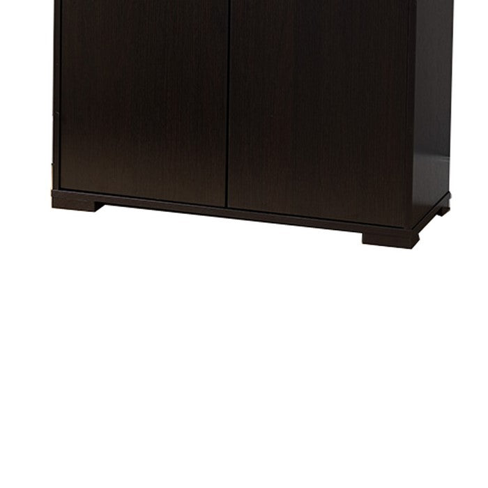 Wooden Shoe Cabinet With Storage, Red Cocoa Brown