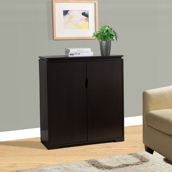 Wooden Shoe Cabinet With Storage, Red Cocoa Brown