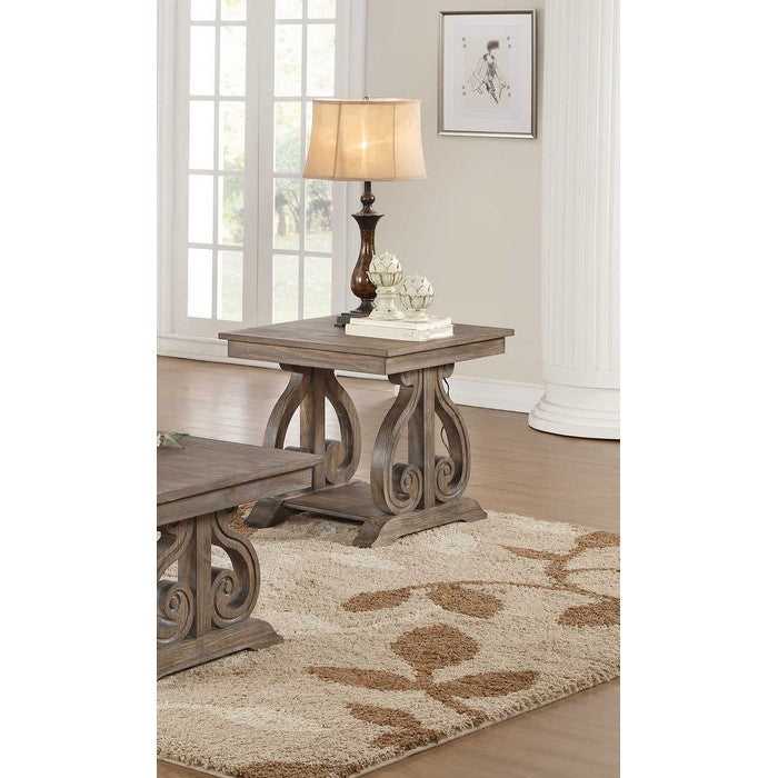 Acacia Veneer End Table With Bold Curves, Brown