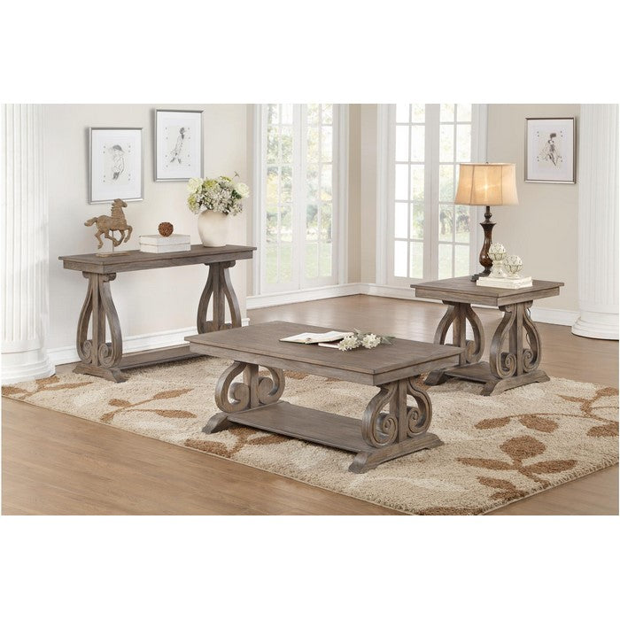 Acacia Veneer End Table With Bold Curves, Brown