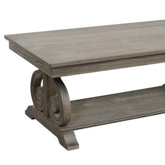 Acacia Veneer Cocktail Table With Bold Curves, Brown
