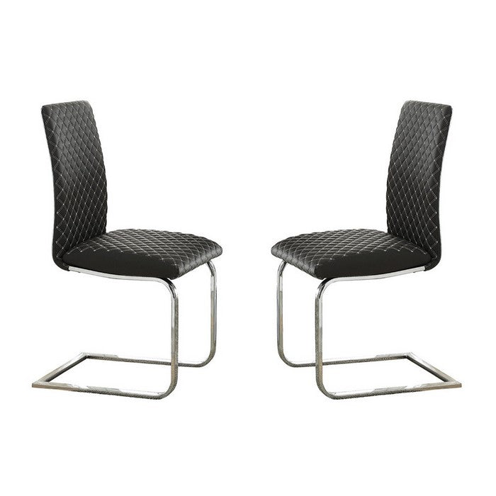 Bi-Cast Vinyl Side Chairs With Contrast Stitching, Set of 2, Gray