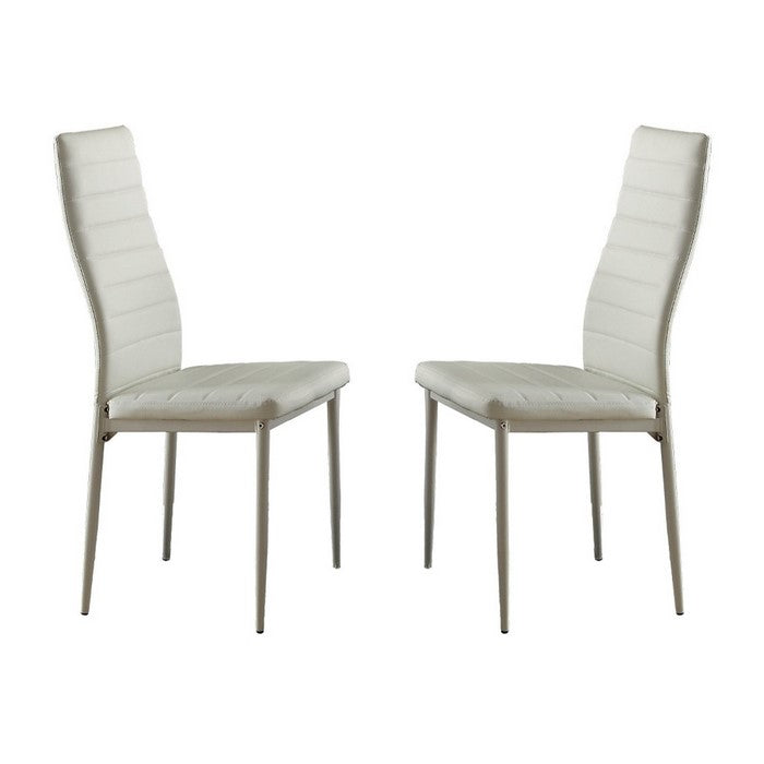 Bi-Cast Vinyl Side Chairs With Curvy Backs, Set of 2, White