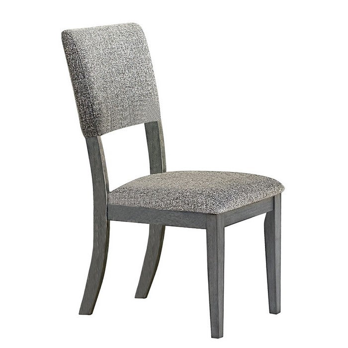 Wood Side Chair With Covered Seat and Back, Gray, Set of 2