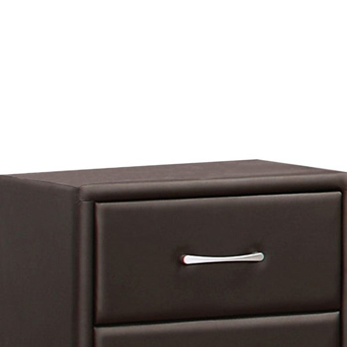 2 Drawer Night Stand In Wood And PVC, Black