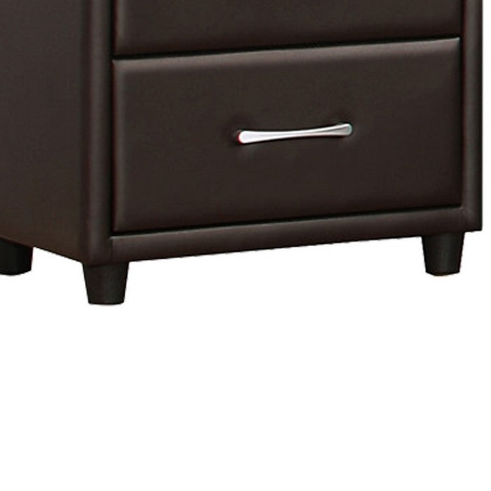 2 Drawer Night Stand In Wood And PVC, Black