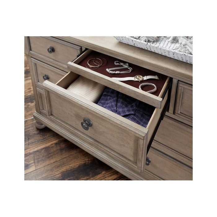 Wooden Dresser With Three Small and Four Large Drawers, Brown
