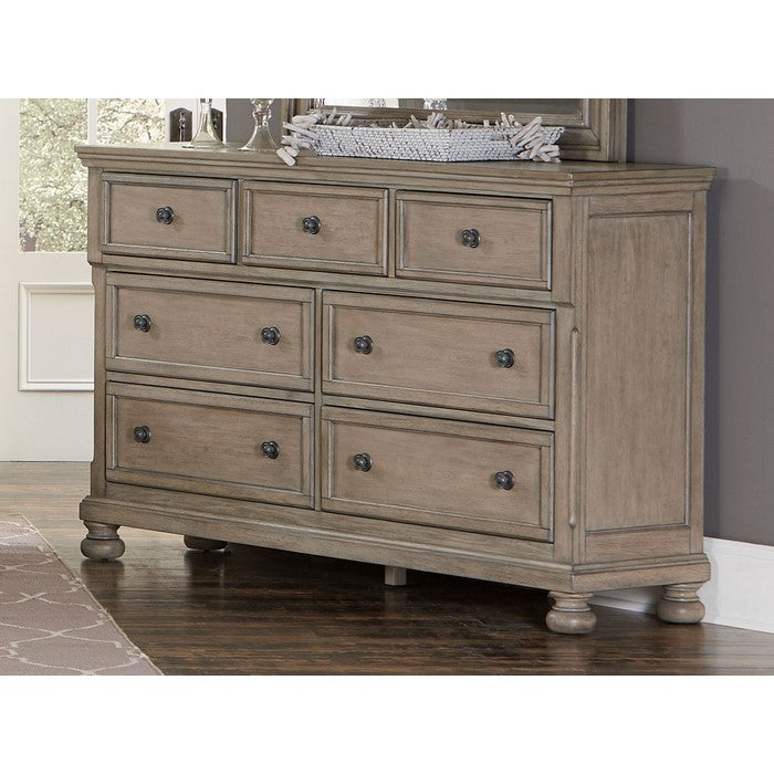 Wooden Dresser With Three Small and Four Large Drawers, Brown