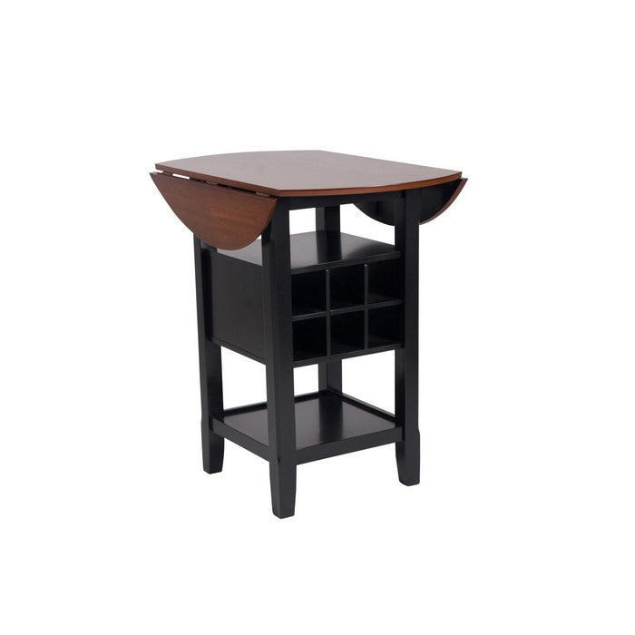3 Piece CoUnter Height Dining Room Set, Black & Oak Brown