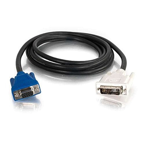 C2G 27590 DVI Male to HD15 VGA Female Video Extension Cable, Black (6.6 Feet, 2 Meters)