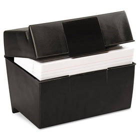 Oxford Plastic Index Card Box, 5 x 8 Inches, 500 Card Capacity, Black (01581)