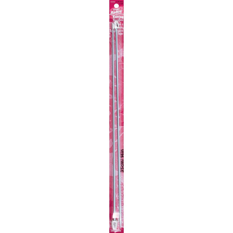 Susan Bates 11114-3 14-Inch Silvalume Single Point Knitting Needle, 3.25mm, Blue