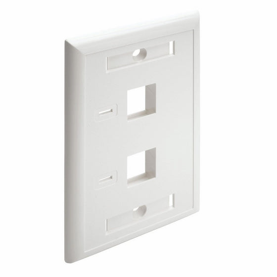 Tripp Lite Dual Outlet RJ45 Universal Keystone Face Plate / Wall Plate White, 2-Port(N042-001-WH)