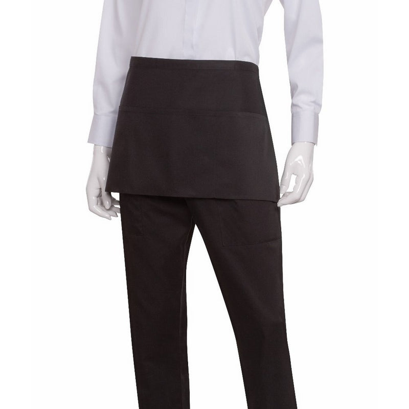 Chef Works Mens Waist Server Apron, Black, 12-Inch Length by 23-Inch Width