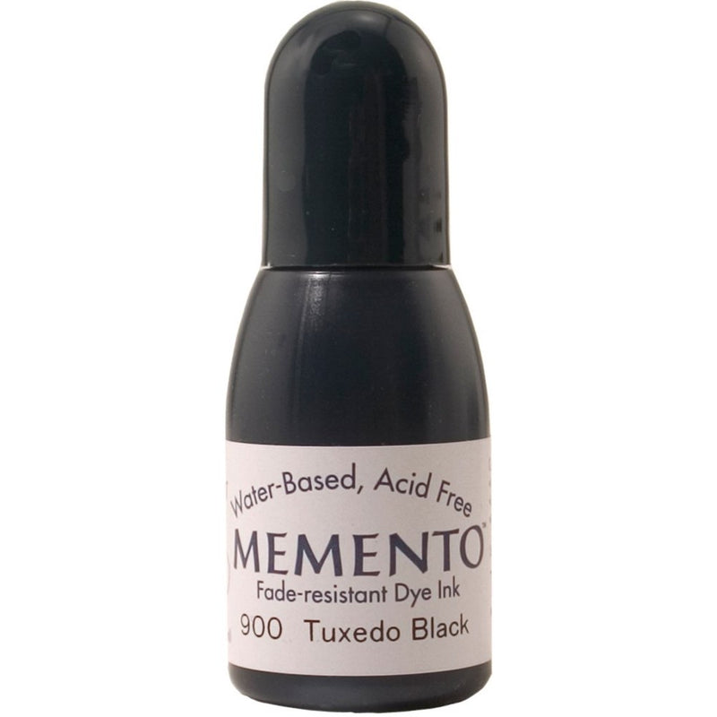 Tsukineko 1/2 Fluid Ounce Memento Fade-Resistant Water-Based Dye Inker, Tuxedo Black