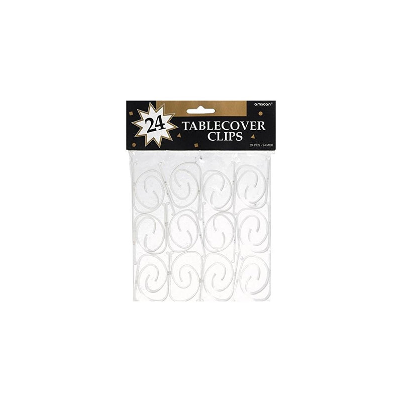 Amscan Tablecover Clips 24/Pkg, Clear Plastic