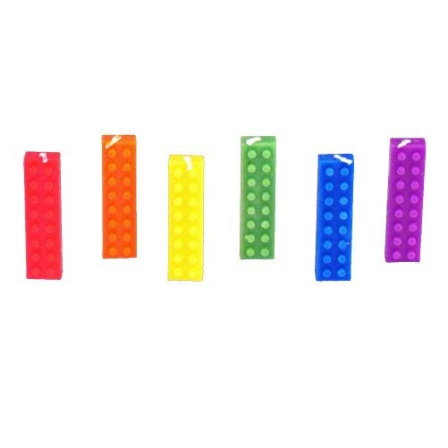 Building Bricks Party Candles - Blokz Set of 6 (assorted colors)