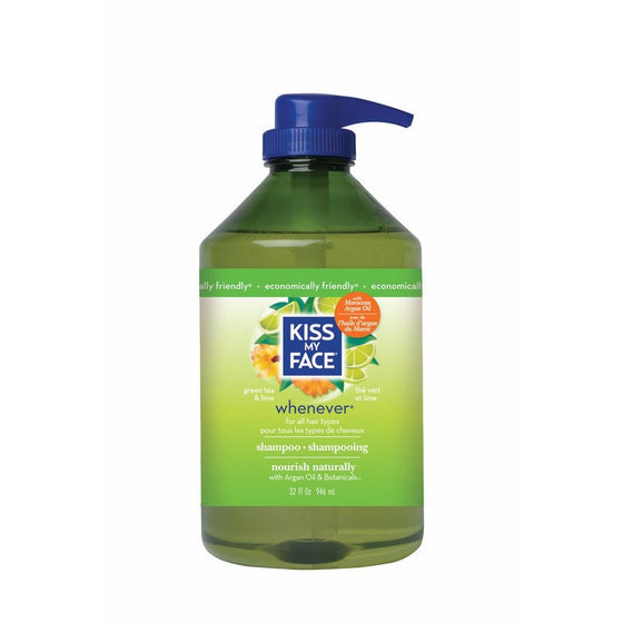 Kiss My Face Whenever Shampoo, Green Tea & Lime, Value Size, 32 Ounce