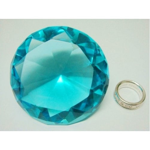 Mother's Day Special: Small Sea Mist Color Glass Crystal Diamond Shaped Paperweight 2.25"