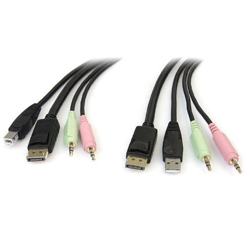 StarTech.com DP4N1USB6 6 Feet 4-in-1 USB DisplayPort KVM Switch Cable with Audio and Microphone