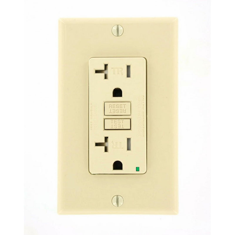 Leviton X7899-I SmartlockPro Slim GFCI Tamper-Resistant Receptacle with LED Indicator, 20-Amp, Ivory