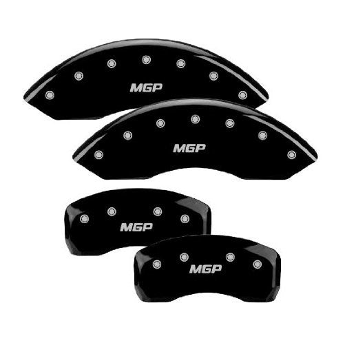 MGP Caliper Covers 12001SMGPBK 'MGP' Engraved Caliper Cover with Black Powder Coat Finish and Silver Characters, (Set of 4)