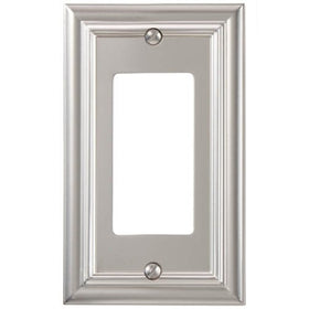 Amerelle 94RN Continental Cast Metal Wall plate with 1 Rocker, Satin Nickel