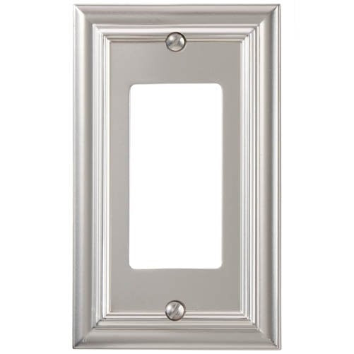Amerelle 94RN Continental Cast Metal Wall plate with 1 Rocker, Satin Nickel