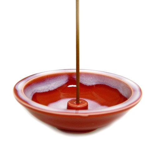 Shoyeido's Crimson Round Ceramic Incense Holder