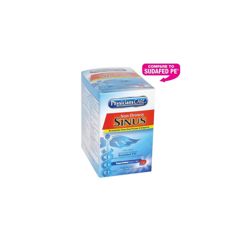 PhysiciansCare by First Aid Only Non-Drowsy Sinus Decongestant Medication, 50 Count