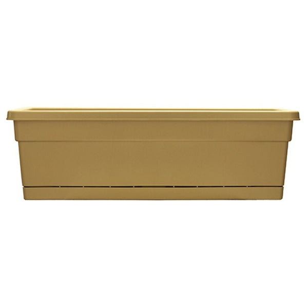 Southern Patio 24" Rolled Rim Window Box with Attached Tray, Oxford Tan