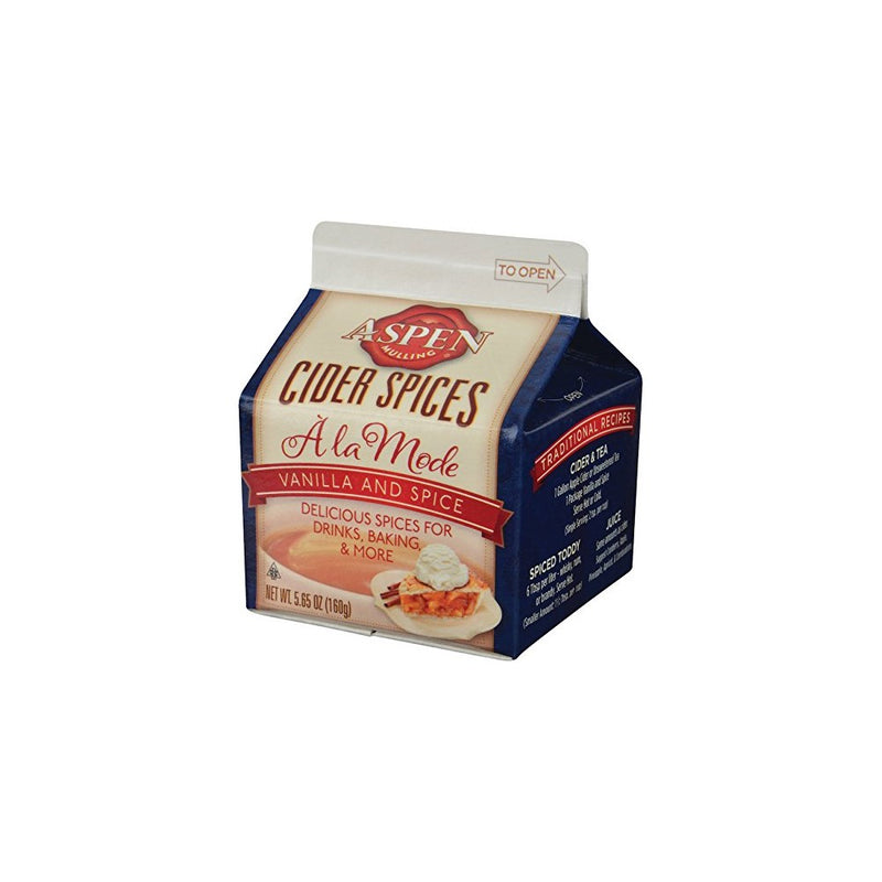 Aspen Mulling Cider Spices, A la Mode Vanilla and Spice, 5.65-Ounce Carton