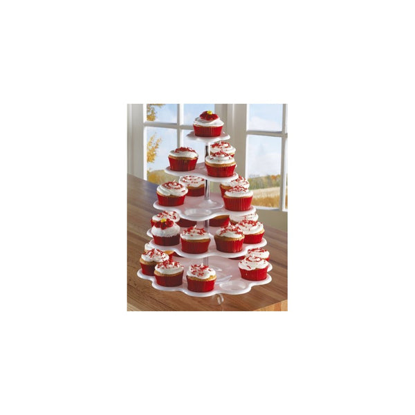 5 Tiered Cupcake Holder Stand Tower White Holds 27 Cupcakes