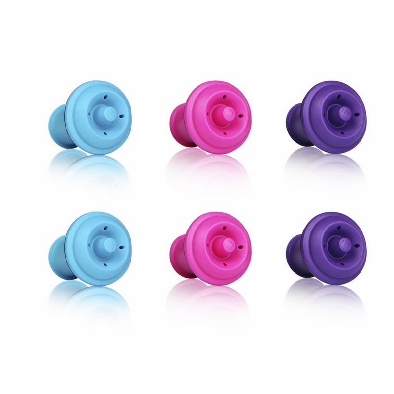 Vacu Vin Wine Saver Vacuum Stoppers Set of 6– Blue/Pink/Purple