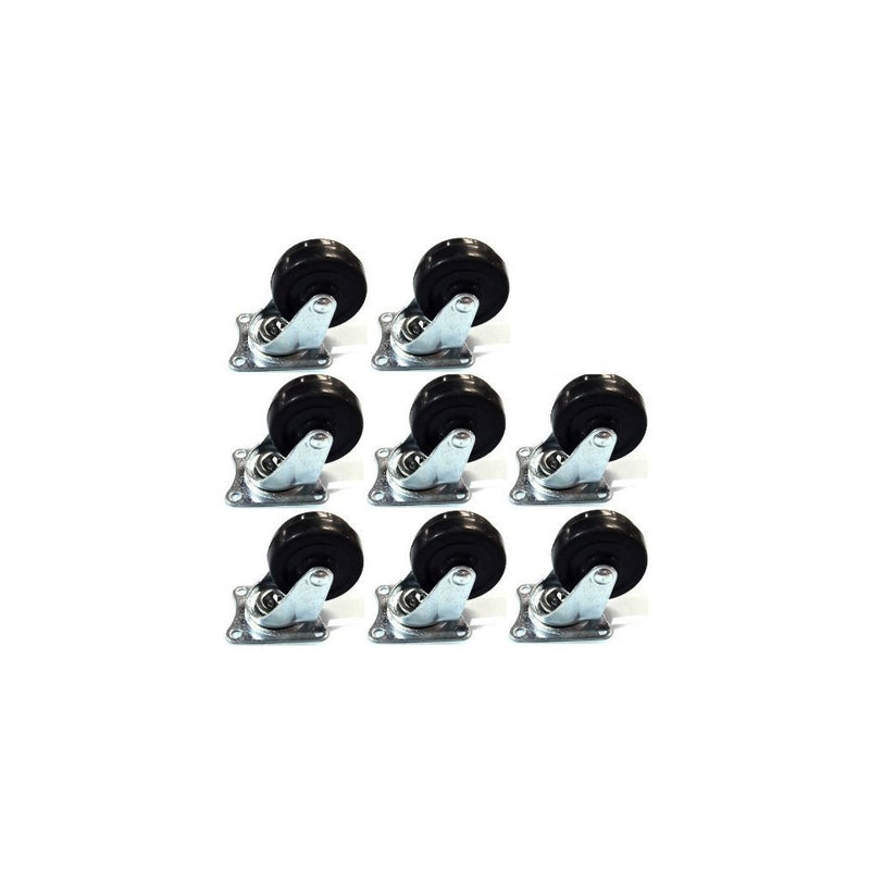 8 Pack 2" Swivel Caster Wheels Rubber Base with Top Plate & Bearing Heavy Duty
