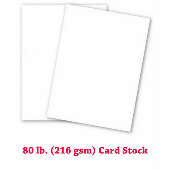 White Card Stock Paper | 8 ½ x 11 Inches | Letter (US) Paper Size | 50 Sheets Per Pack | 80lb Cover Smooth (216gsm)